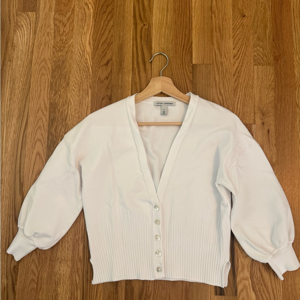 Autumn Cashmere Cotton blend summer weight short cardigan.  Size XS